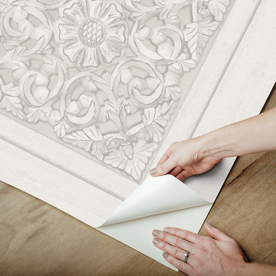 carved-floral-white-peel-and-stick-wallpaper-york-wallcoverings-nhs6175 - York Wallcoverings Wallpaper