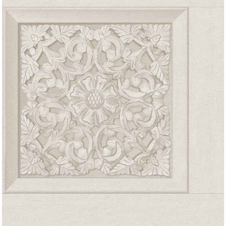 Carved Floral Cream Peel and Stick Wallpaper - York Wallcoverings - NHS6177 - York Wallcoverings Wallpaper