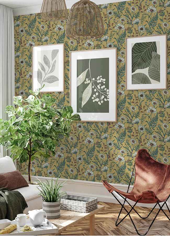 Spring Meadow Yellow Peel and Stick Wallpaper - York Wallcoverings - NHS6180 - York Wallcoverings Wallpaper
