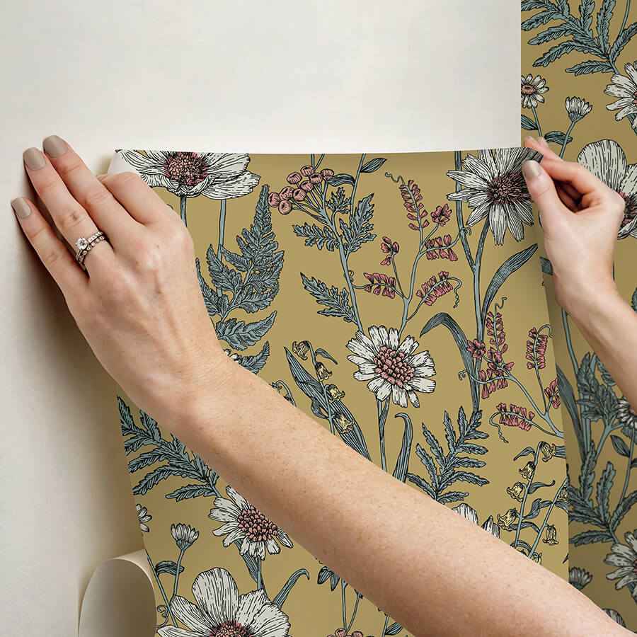 Spring Meadow Yellow Peel and Stick Wallpaper - York Wallcoverings - NHS6180 - York Wallcoverings Wallpaper
