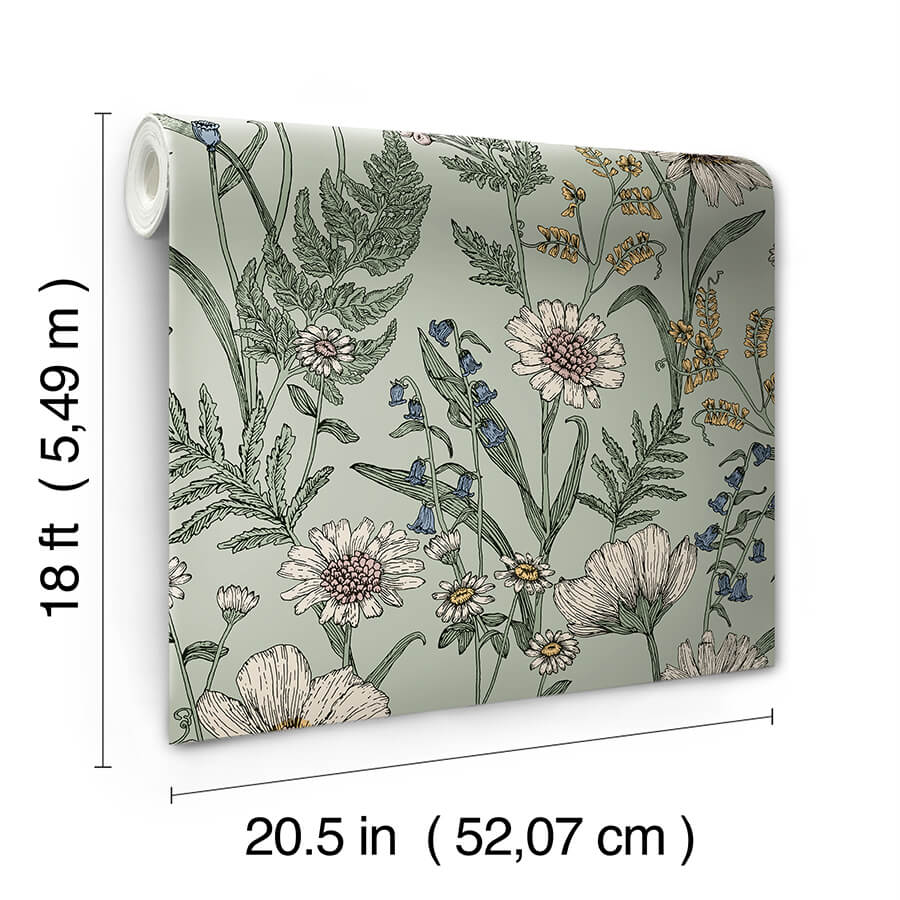 spring-meadow-green-peel-and-stick-wallpaper-york-wallcoverings-nhs6181 - York Wallcoverings Wallpaper