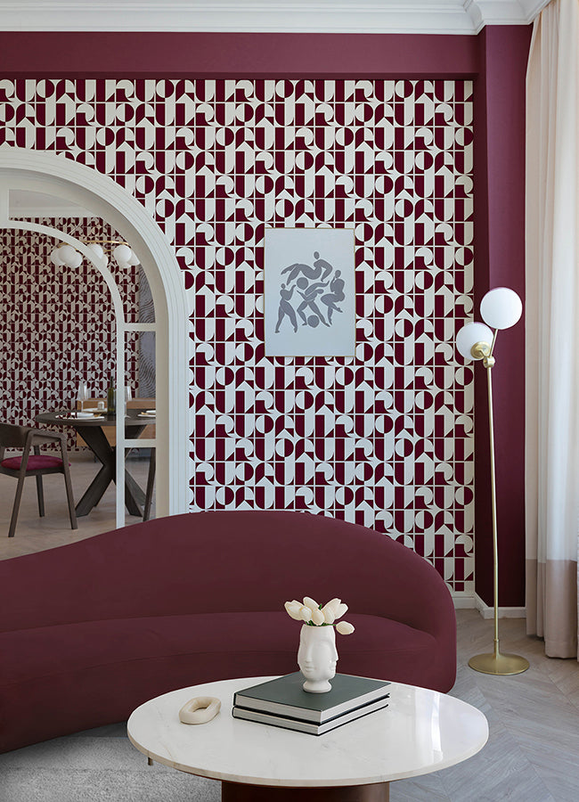 rudeco-oxblood-red-peel-and-stick-wallpaper-york-wallcoverings-rps6304 - York Wallcoverings Wallpaper
