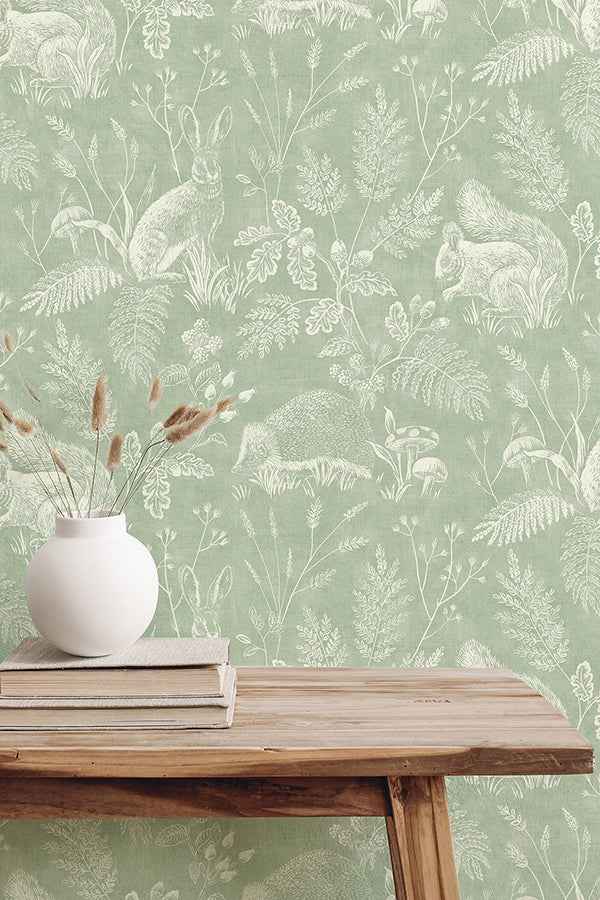 Woodland Green Toile Wallpaper - York Wallcoverings - 4164-M1801 - York Wallcoverings Wallpaper