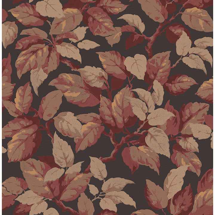 Canopy Burgundy Leaf Wallpaper - York Wallcoverings - 4164-M1805