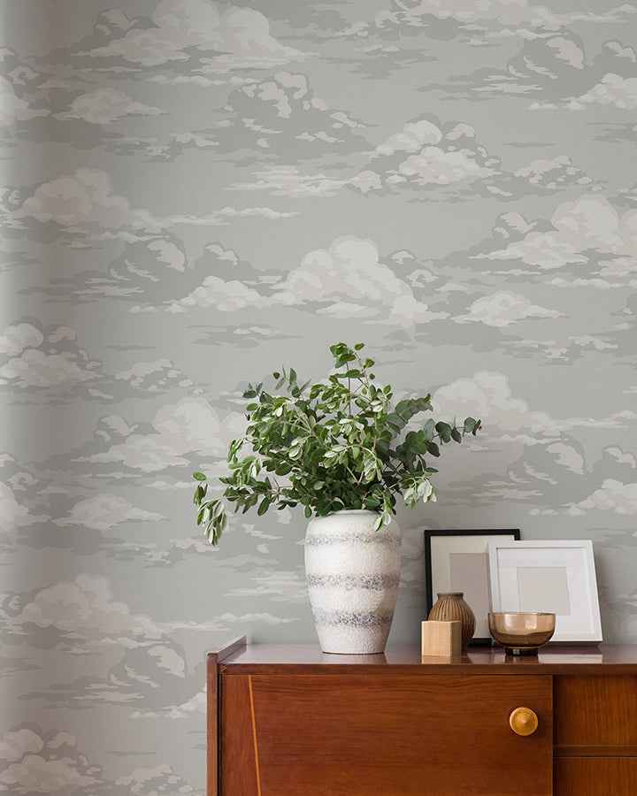 Cumulus Grey Clouds Wallpaper - York Wallcoverings - 4164-M1810 - York Wallcoverings Wallpaper