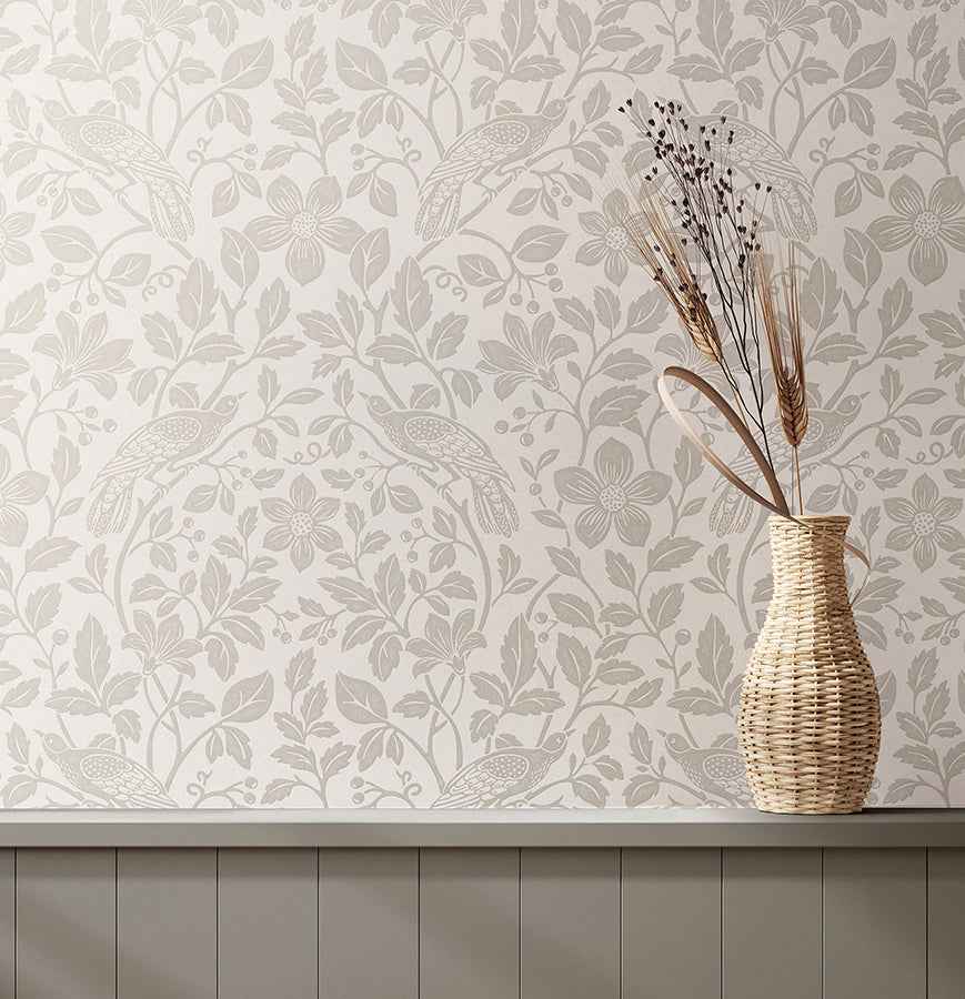 Marlow Bone Bird Vine Wallpaper - York Wallcoverings - 4164-M1815 - York Wallcoverings Wallpaper