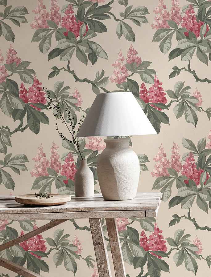 Chestnut Pink Floral Wallpaper - York Wallcoverings - 4164-M1822 - York Wallcoverings Wallpaper
