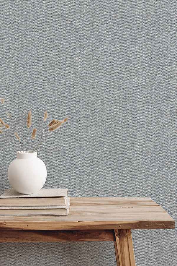 Herringbone Blue Tweed Wallpaper - York Wallcoverings - 4164-M1824 - York Wallcoverings Wallpaper