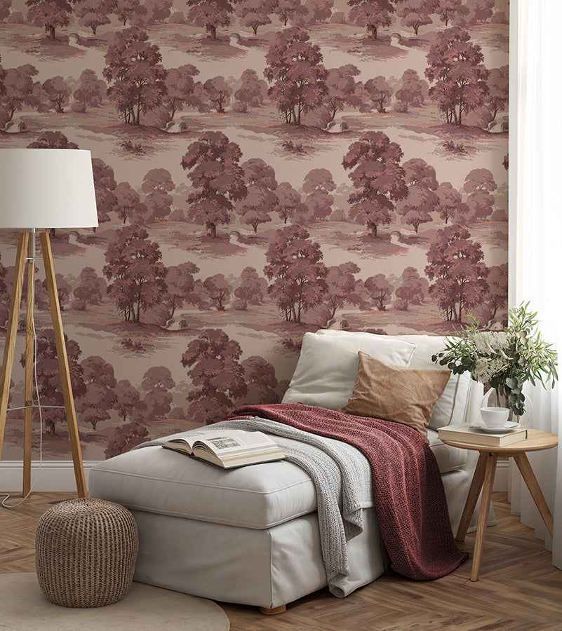 Sherwood Merlot Glade Wallpaper - York Wallcoverings - 4164-M1828 - York Wallcoverings Wallpaper
