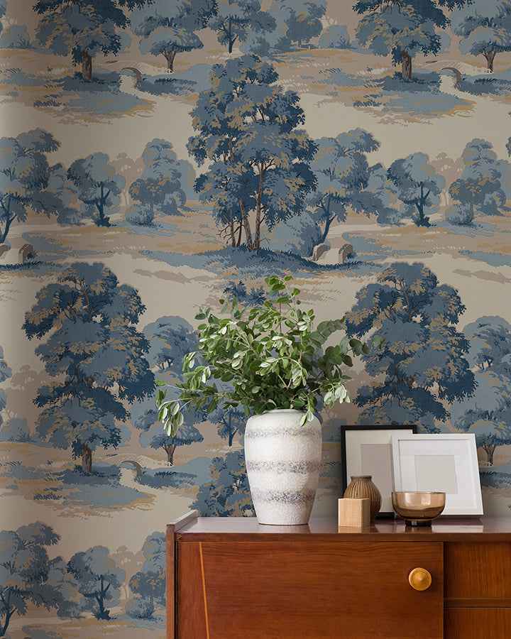 Sherwood Blue Glade Wallpaper - York Wallcoverings - 4164-M1830 - York Wallcoverings Wallpaper