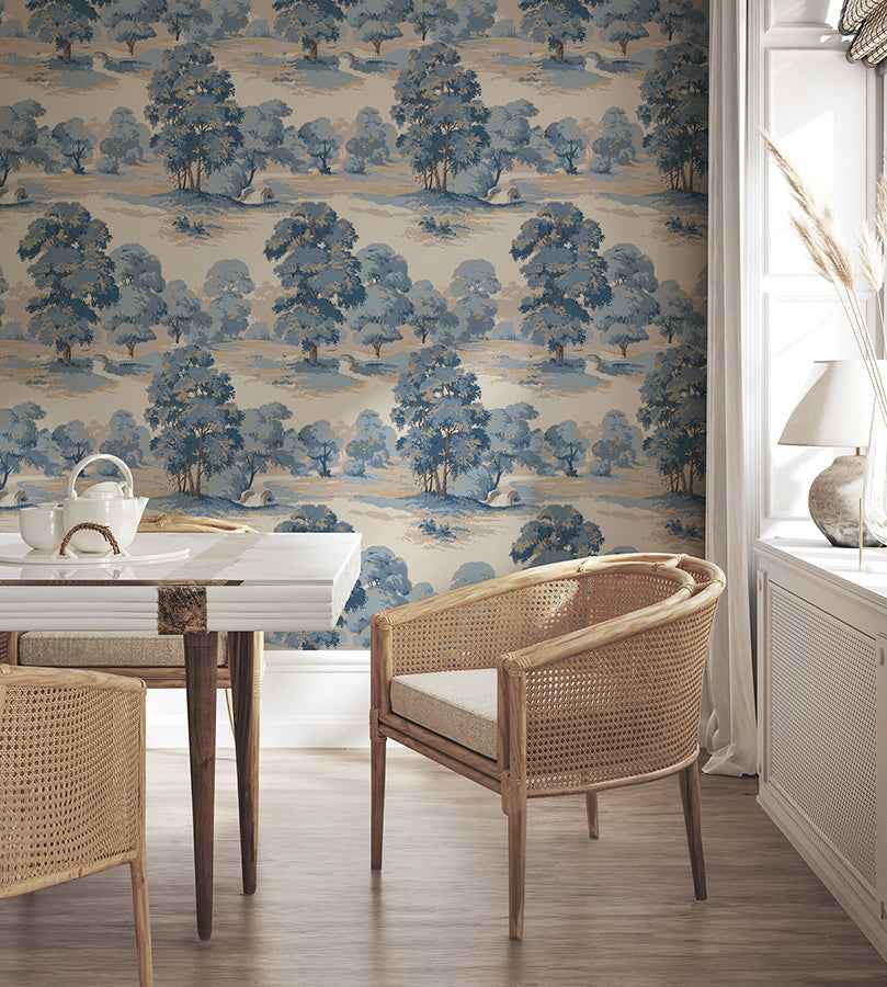 Sherwood Blue Glade Wallpaper - York Wallcoverings - 4164-M1830 - York Wallcoverings Wallpaper
