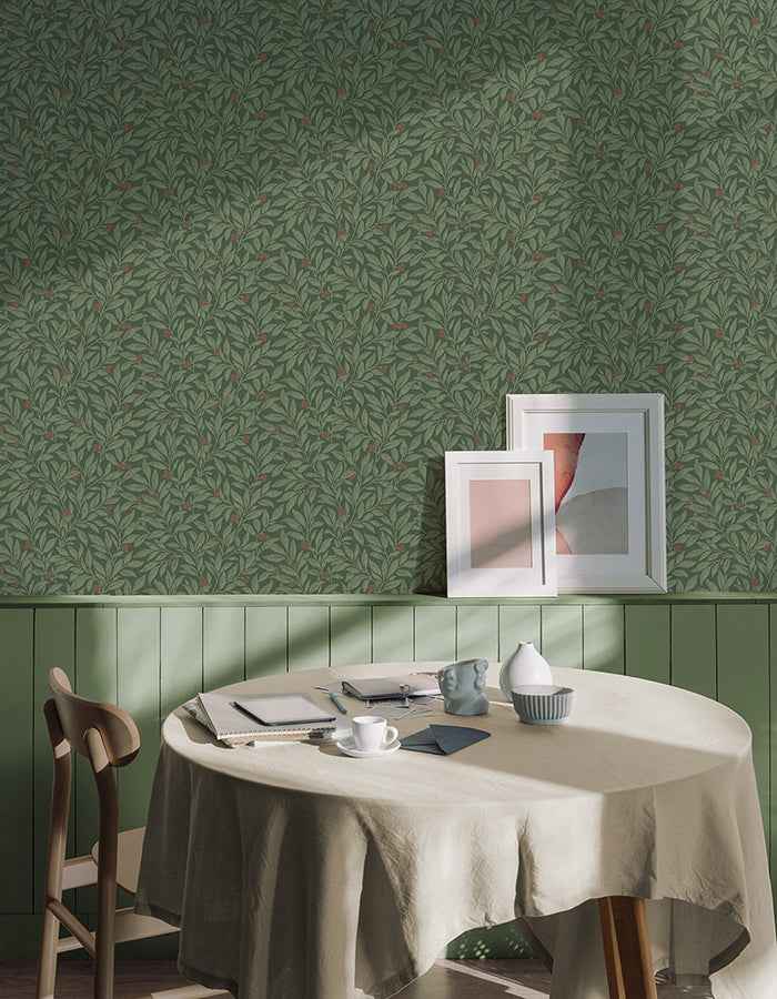 Winter Berry Evergreen Vine Wallpaper - York Wallcoverings - 4164-M1844 - York Wallcoverings Wallpaper