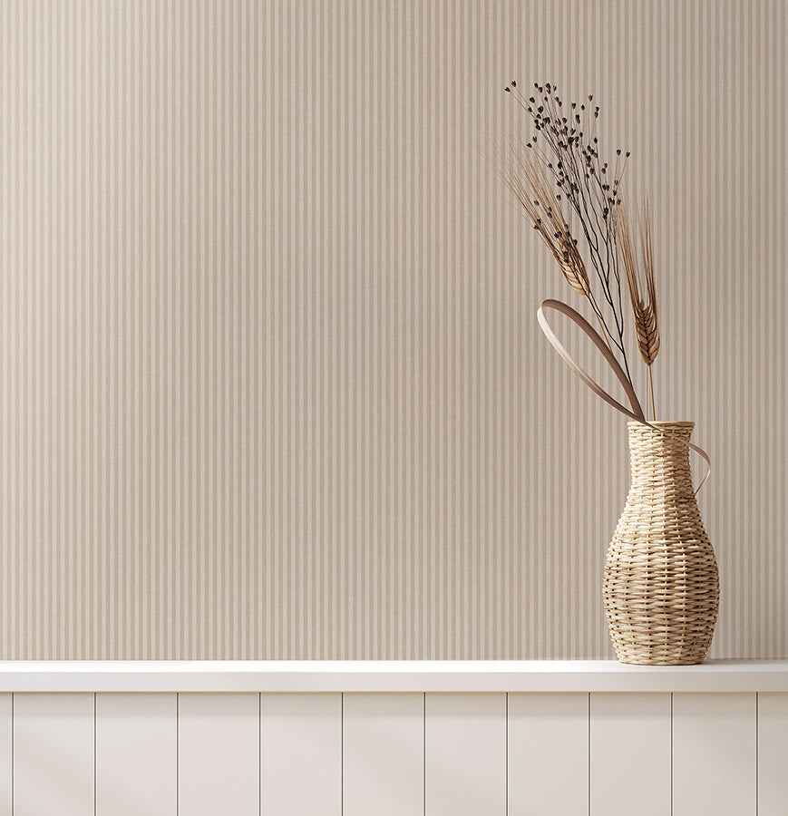 Ticking Beige Stripe Wallpaper - York Wallcoverings - 4164-M1848 - York Wallcoverings Wallpaper