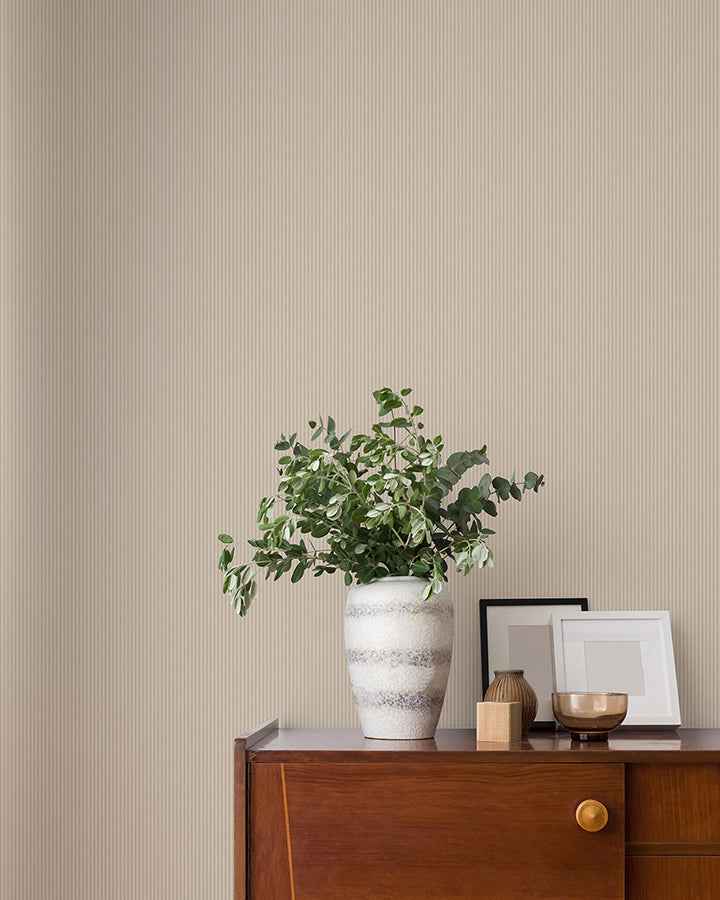 Ticking Beige Stripe Wallpaper - York Wallcoverings - 4164-M1848 - York Wallcoverings Wallpaper