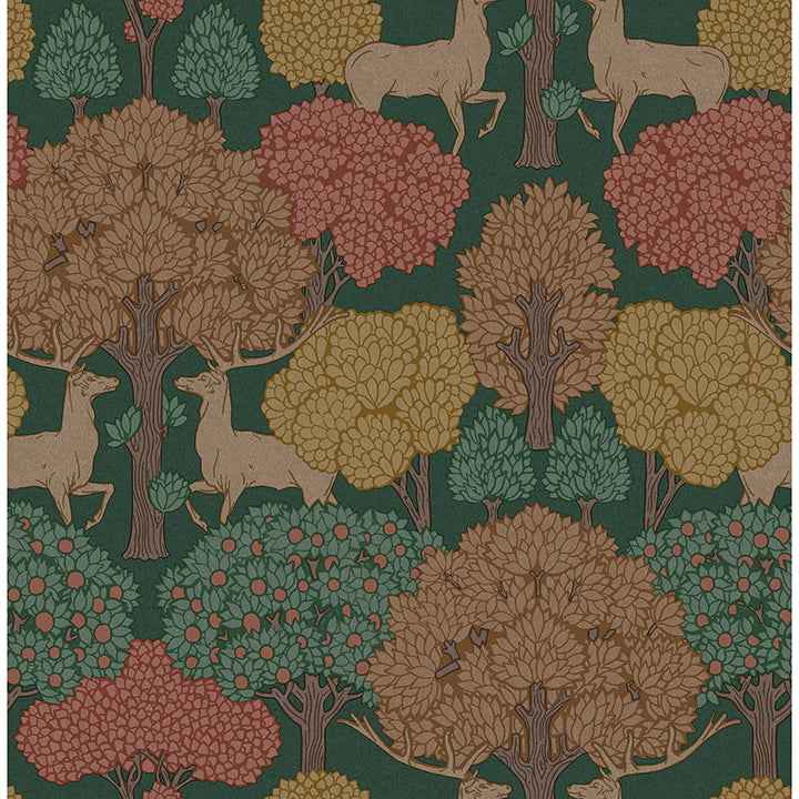 Forest of Arden Green Deer Wallpaper - York Wallcoverings - 4164-M1849 - York Wallcoverings Wallpaper