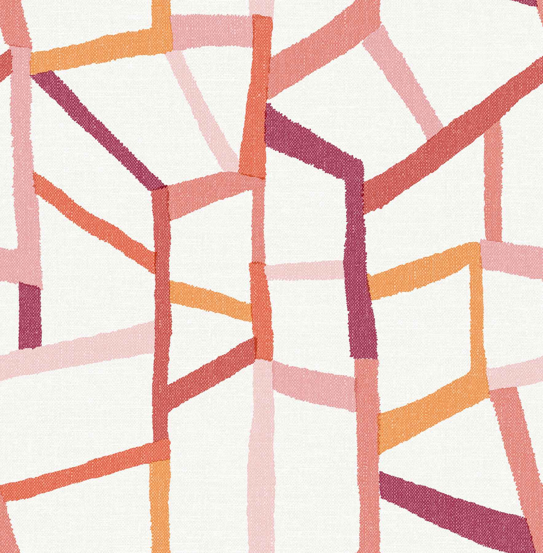 Tate Pink Geometric Linen Wallpaper - York Wallcoverings - 2903-25846