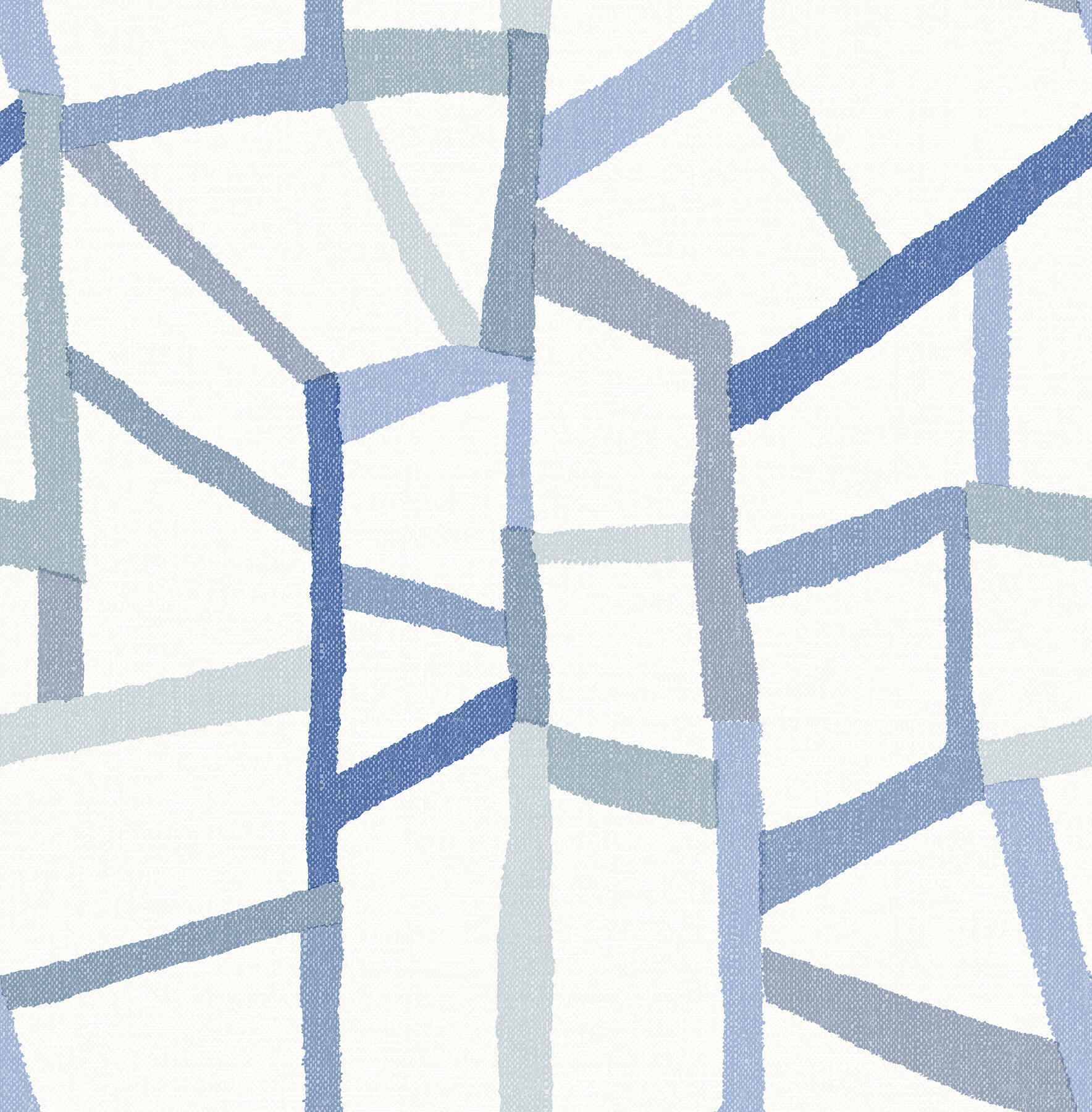 Tate Blue Geometric Linen Wallpaper - York Wallcoverings - 2903-25849 - York Wallcoverings Wallpaper