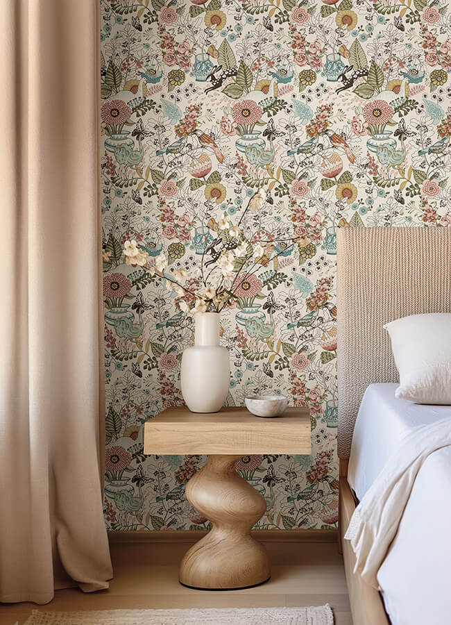 whimsy-pink-fauna-wallpaper-york-wallcoverings-4135-12802 - York Wallcoverings Wallpaper