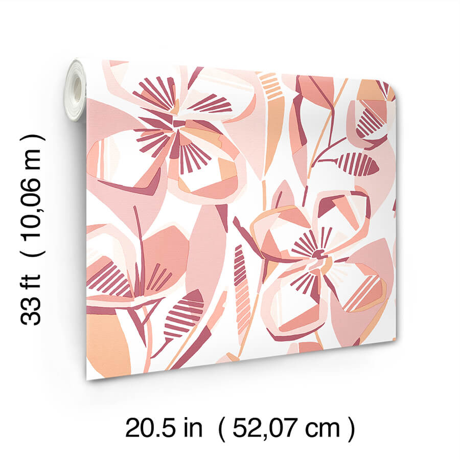 nathalie-coral-abstract-blooms-wallpaper-york-wallcoverings-4135-27279 - York Wallcoverings Wallpaper