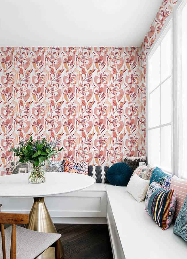 Nathalie Coral Abstract Blooms Wallpaper - York Wallcoverings - 4135-27279