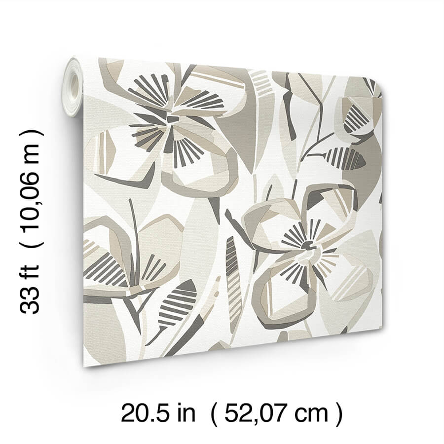 nathalie-beige-abstract-blooms-wallpaper-york-wallcoverings-4135-27280 - York Wallcoverings Wallpaper