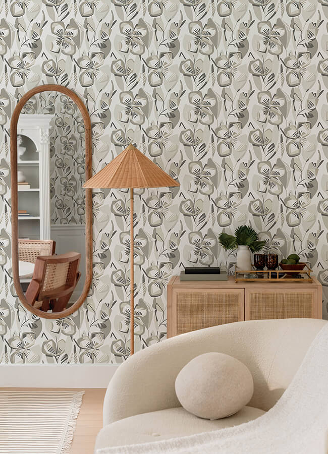 nathalie-beige-abstract-blooms-wallpaper-york-wallcoverings-4135-27280 - York Wallcoverings Wallpaper