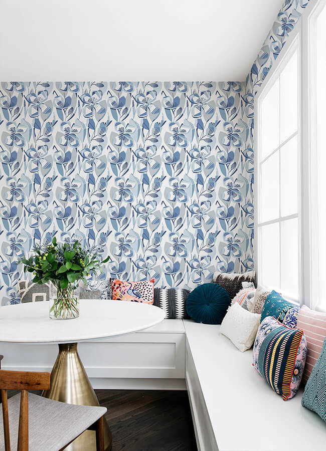 nathalie-blue-abstract-blooms-wallpaper-york-wallcoverings-4135-27281 - York Wallcoverings Wallpaper