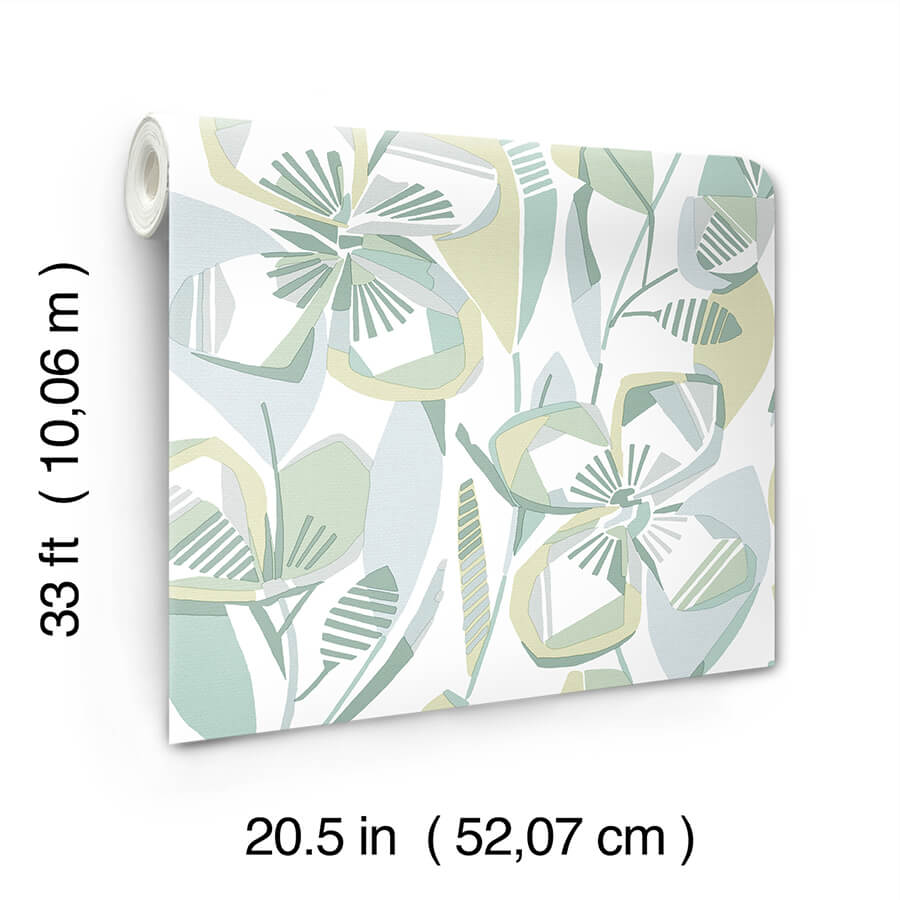 nathalie-light-green-abstract-blooms-wallpaper-york-wallcoverings-4135-27282 - York Wallcoverings Wallpaper