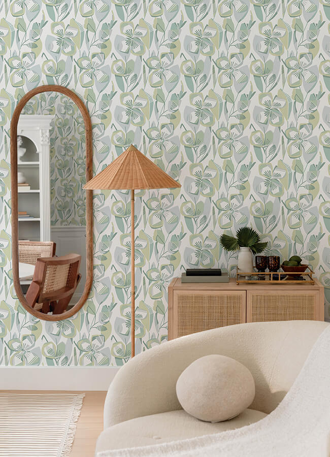 nathalie-light-green-abstract-blooms-wallpaper-york-wallcoverings-4135-27282 - York Wallcoverings Wallpaper