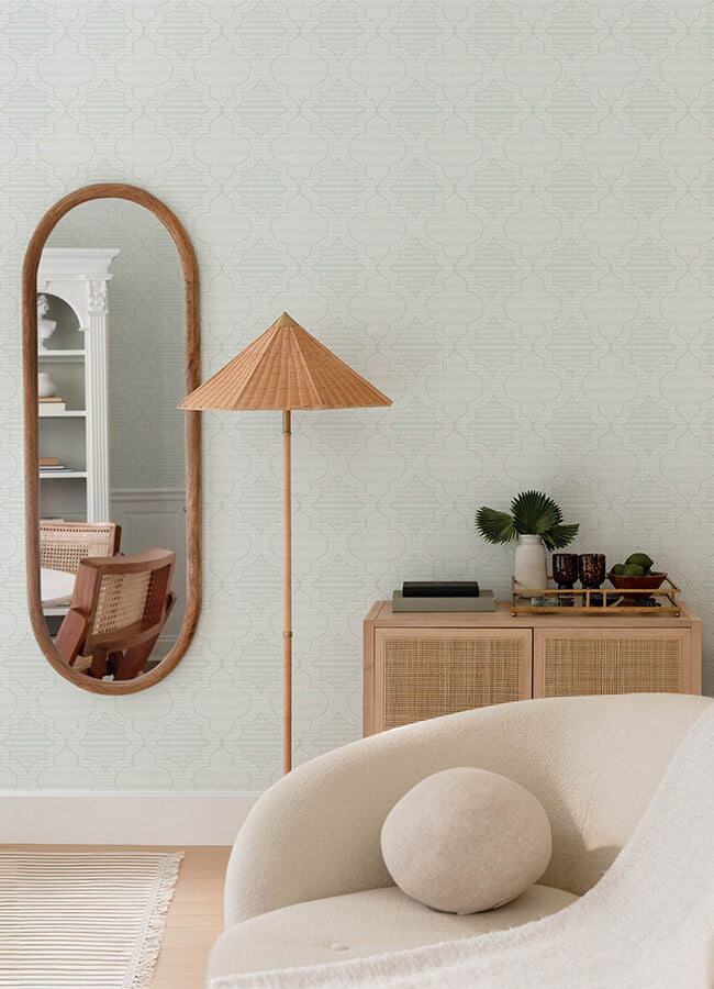 ernest-turquoise-quilted-quatrefoil-wallpaper-york-wallcoverings-4135-27288 - York Wallcoverings Wallpaper
