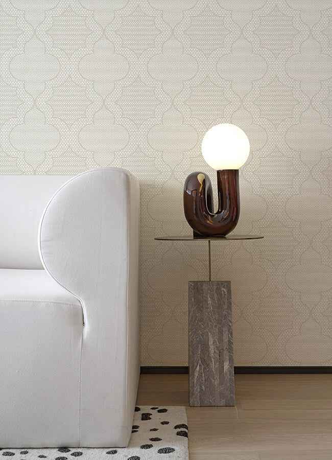 Ernest Taupe Quilted Quatrefoil Wallpaper - York Wallcoverings - 4135-27291