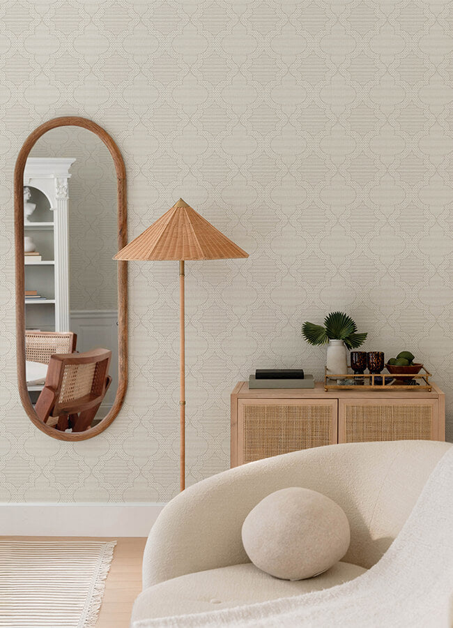 ernest-taupe-quilted-quatrefoil-wallpaper-york-wallcoverings-4135-27291 - York Wallcoverings Wallpaper