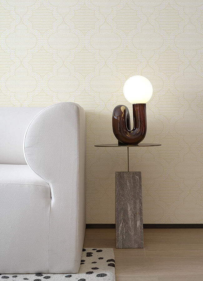ernest-yellow-quilted-quatrefoil-wallpaper-york-wallcoverings-4135-27292 - York Wallcoverings Wallpaper
