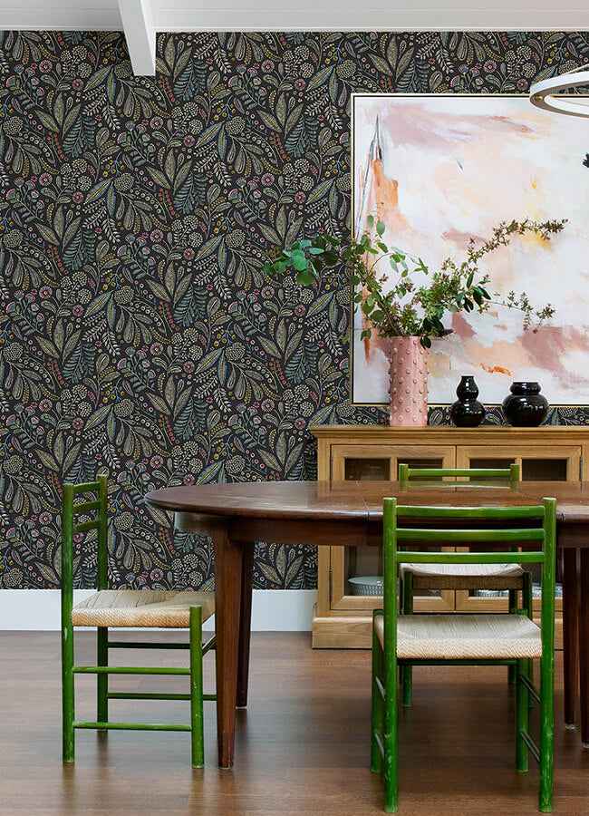 Briar Charcoal Floral Wallpaper - York Wallcoverings - 4135-27294