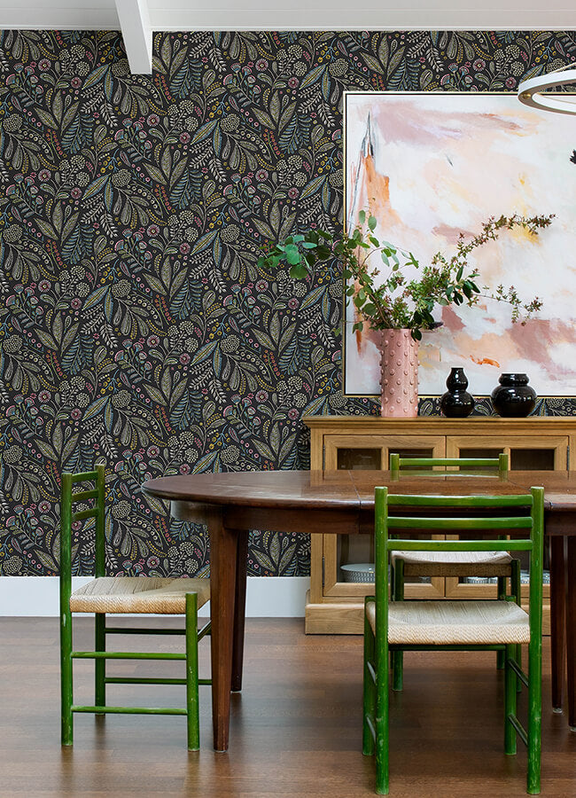 briar-charcoal-floral-wallpaper-york-wallcoverings-4135-27294 - York Wallcoverings Wallpaper