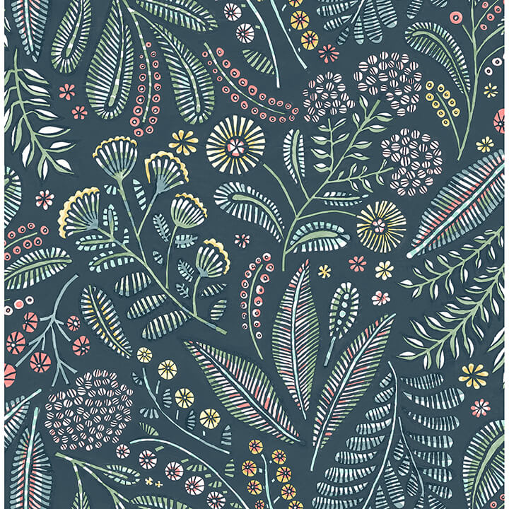 briar-teal-floral-wallpaper-york-wallcoverings-4135-27295 - York Wallcoverings Wallpaper