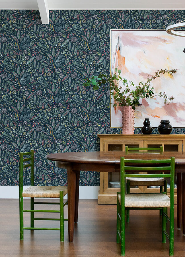 briar-teal-floral-wallpaper-york-wallcoverings-4135-27295 - York Wallcoverings Wallpaper