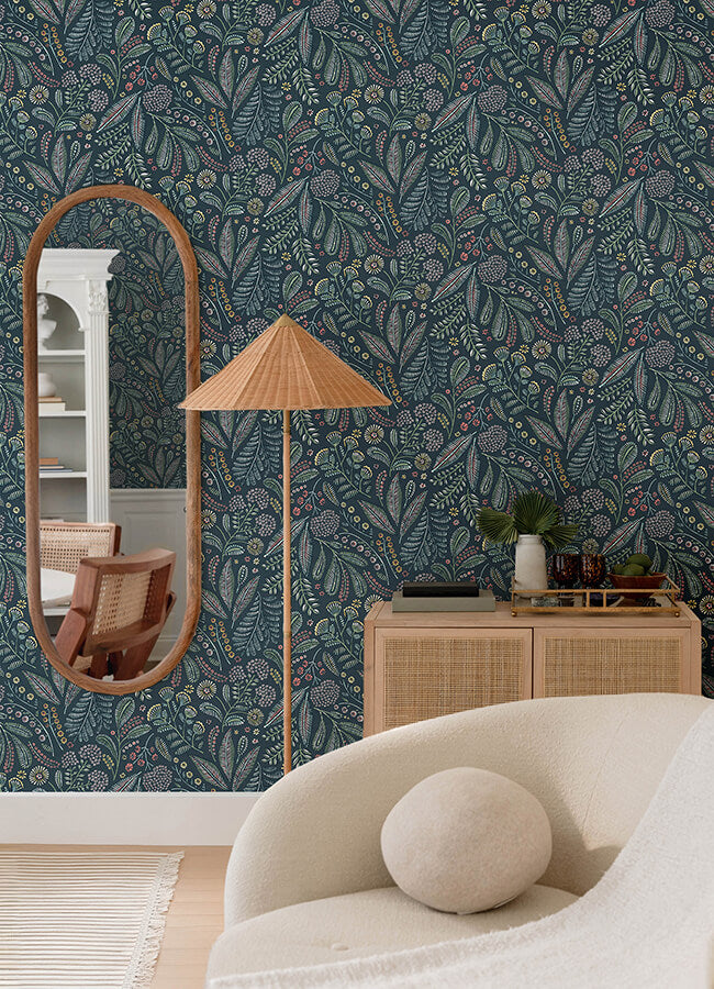 briar-teal-floral-wallpaper-york-wallcoverings-4135-27295 - York Wallcoverings Wallpaper