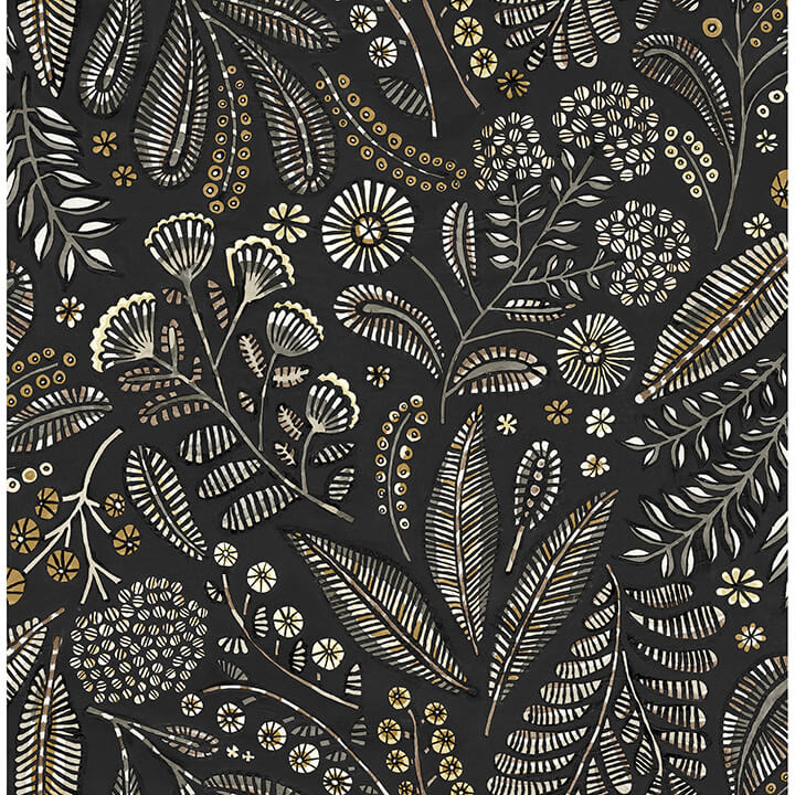 briar-black-floral-wallpaper-york-wallcoverings-4135-27296 - York Wallcoverings Wallpaper