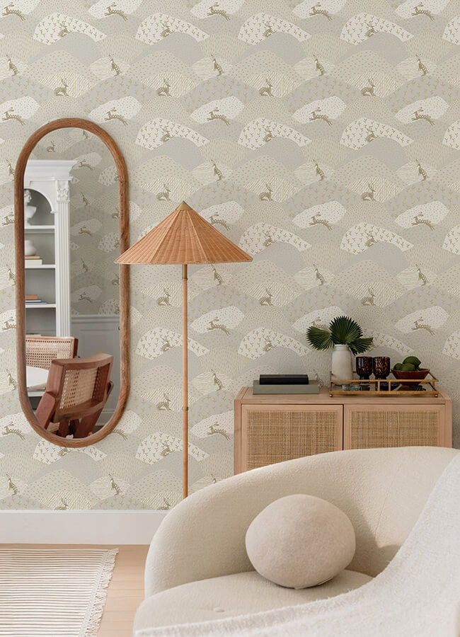 peter-light-grey-rabbit-fields-wallpaper-york-wallcoverings-4135-27298 - York Wallcoverings Wallpaper