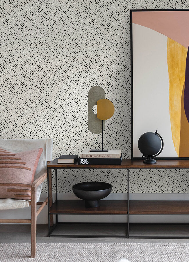 cassie-black-petite-polka-wallpaper-york-wallcoverings-4135-27302 - York Wallcoverings Wallpaper
