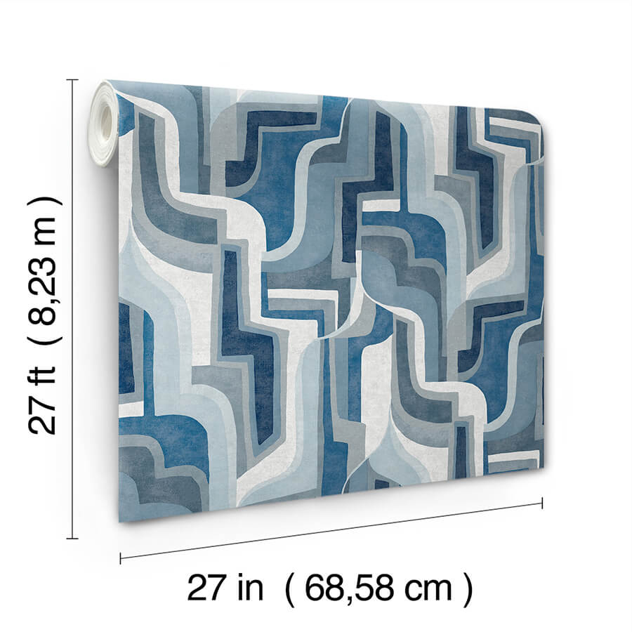 tulum-blue-surreal-shapes-wallpaper-york-wallcoverings-4135-72700 - York Wallcoverings Wallpaper