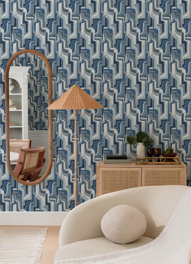 tulum-blue-surreal-shapes-wallpaper-york-wallcoverings-4135-72700 - York Wallcoverings Wallpaper