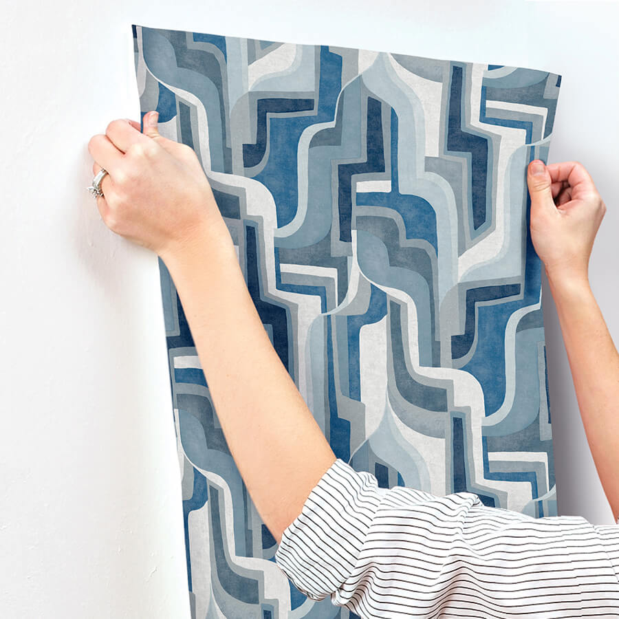 tulum-blue-surreal-shapes-wallpaper-york-wallcoverings-4135-72700 - York Wallcoverings Wallpaper