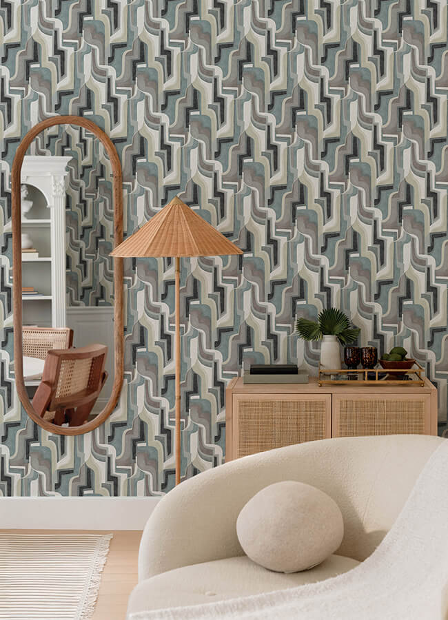 tulum-denim-surreal-shapes-wallpaper-york-wallcoverings-4135-72702 - York Wallcoverings Wallpaper