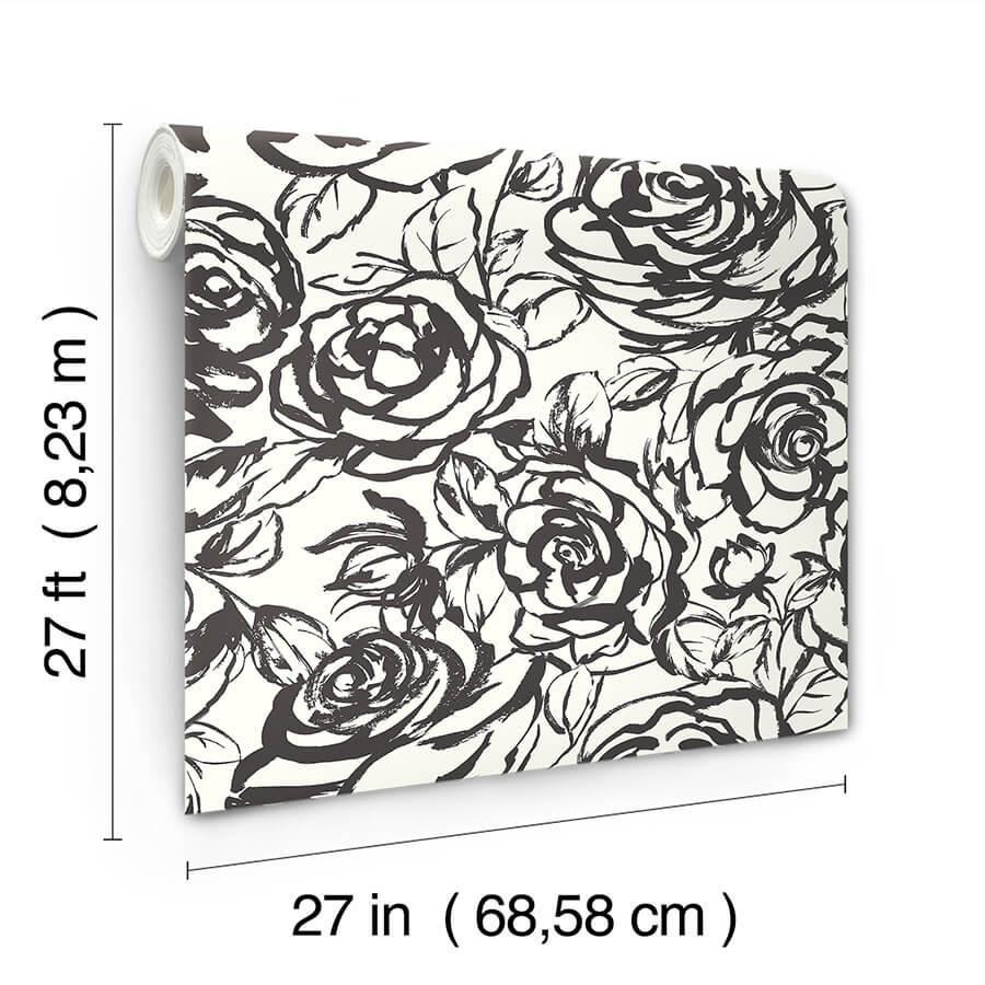 nelda-black-rose-wallpaper-york-wallcoverings-4135-72707 - York Wallcoverings Wallpaper