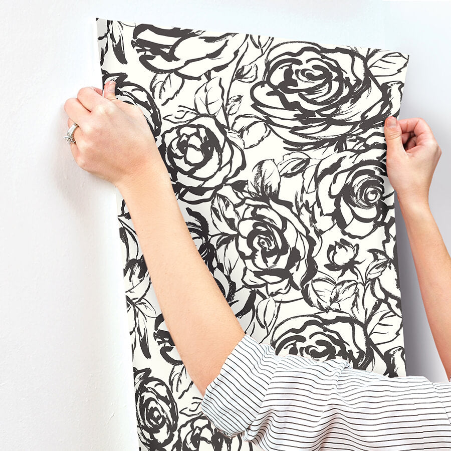 nelda-black-rose-wallpaper-york-wallcoverings-4135-72707 - York Wallcoverings Wallpaper