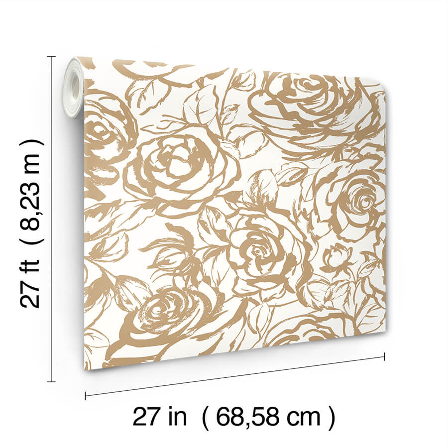 nelda-gold-rose-wallpaper-york-wallcoverings-4135-72708 - York Wallcoverings Wallpaper