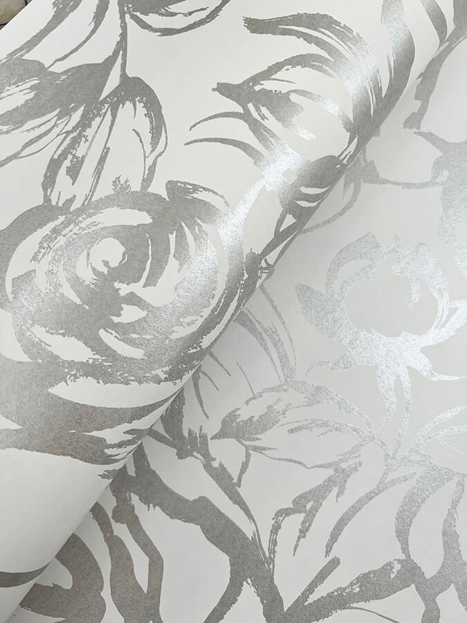nelda-silver-rose-wallpaper-york-wallcoverings-4135-72709 - York Wallcoverings Wallpaper