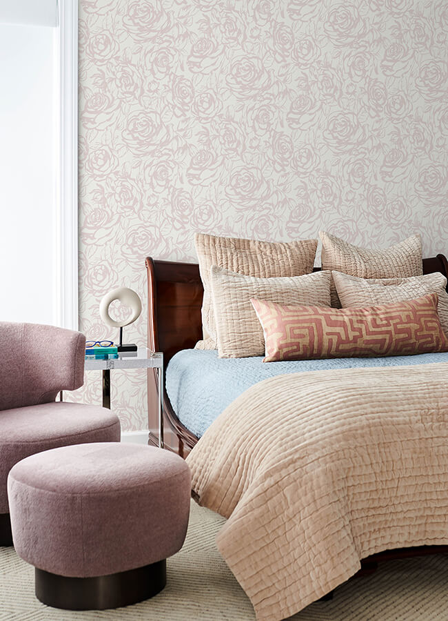 nelda-light-pink-rose-wallpaper-york-wallcoverings-4135-72710 - York Wallcoverings Wallpaper